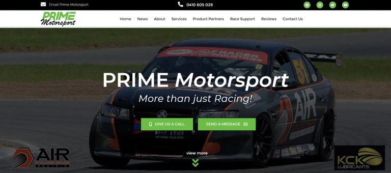 Prime Motorsport website home page image